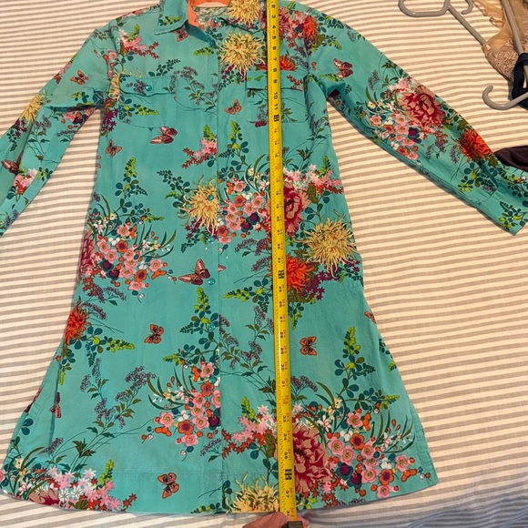 Soft Surroundings Cotton Butterfly Garden Art-to-Wear Long  Shirt Dress - Picture 10 of 10